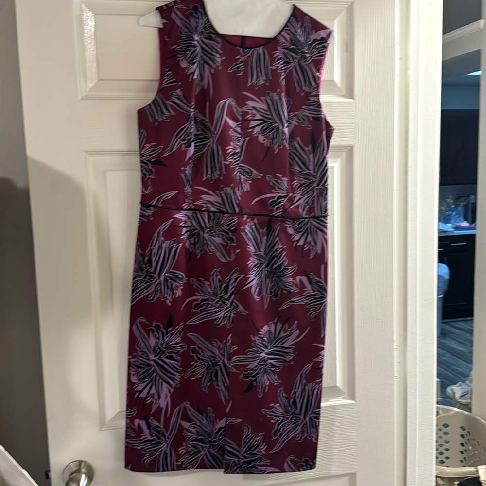 Hugo Boss Purple Black Floral Print Dress Size 10